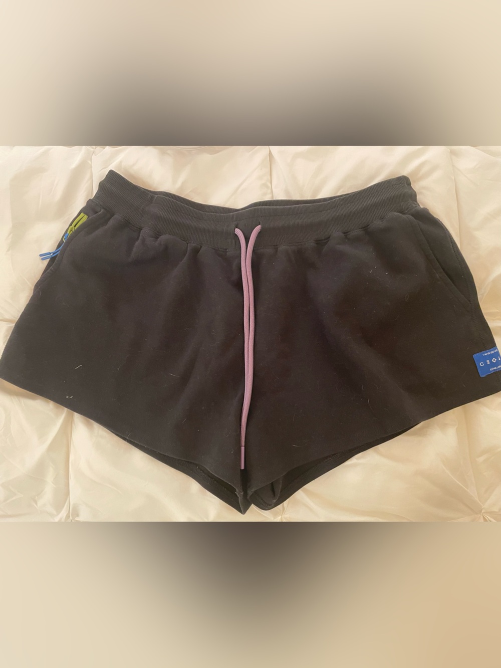 CLOAK Black Women's Athletic Shorts with Lilac Drawcord